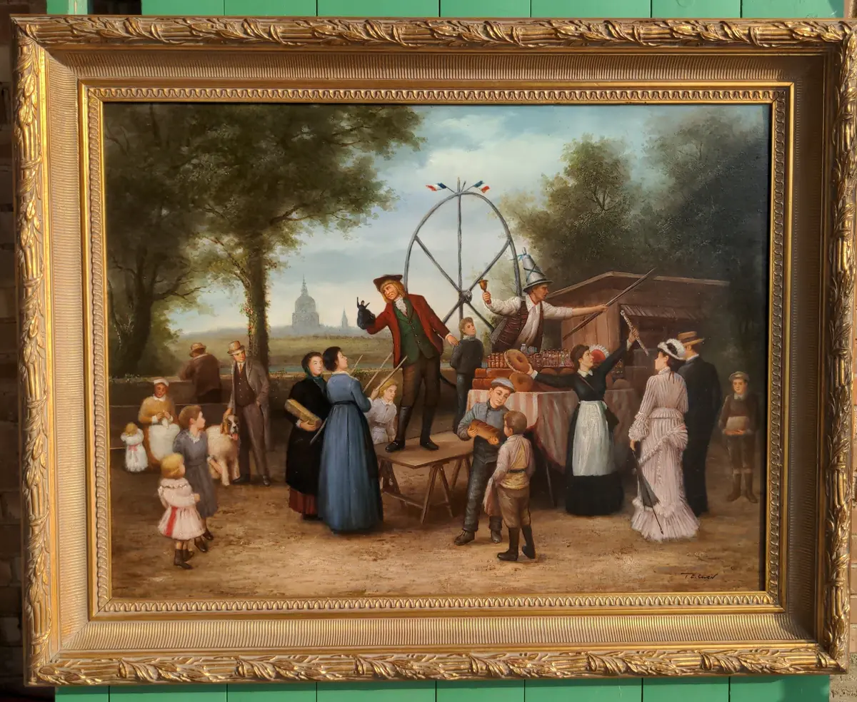 Oil Painting Giclee Of 19Th Century Victorian Fair By T.E. Cowan 1