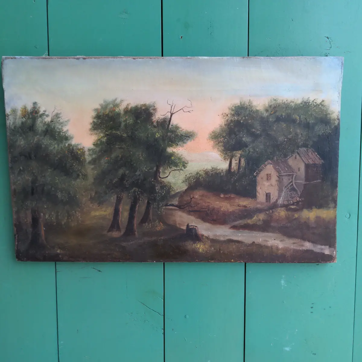 Unframed Oil Painting Rustic Watermill 1