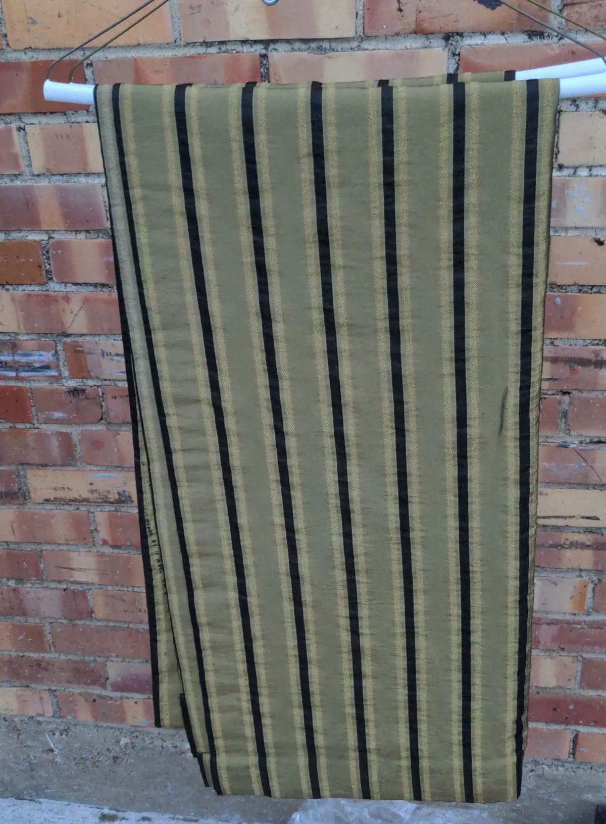 Pair Of Green And Black Stripe Curtains 1