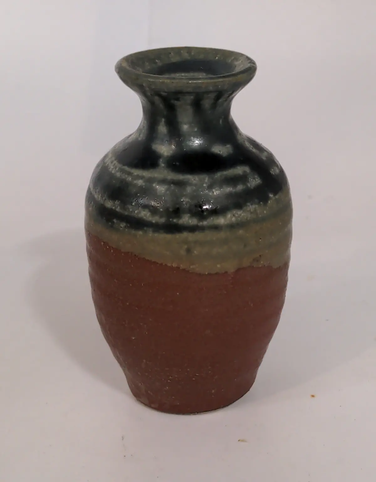 Mini Green And Orange Glazed Studio Pottery Vase 1