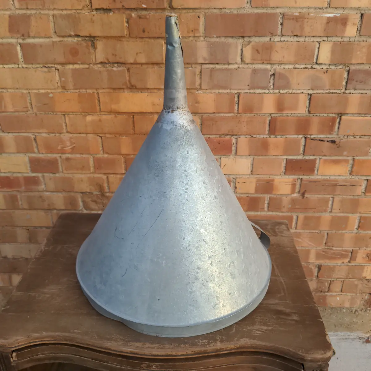 Extra Large Large Galvanized Tin Funnel As Found 1