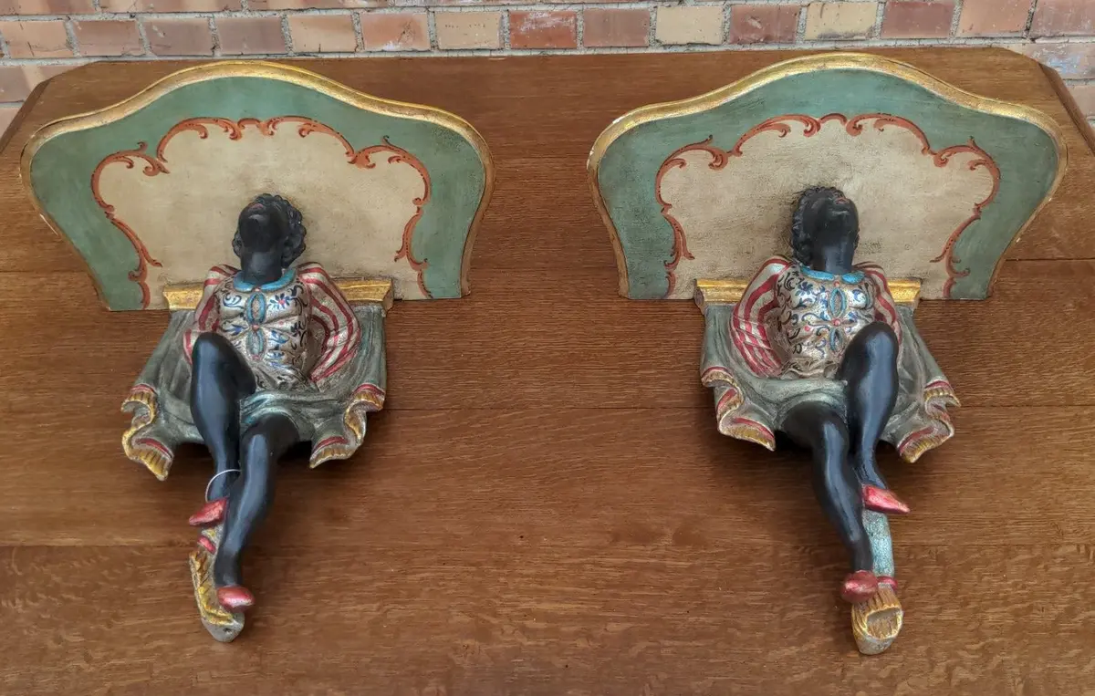 Pair Of Blackamoor Shelves 1