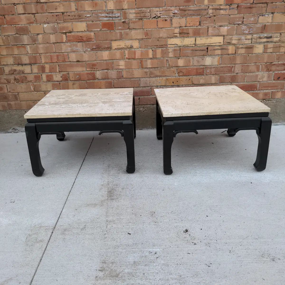 Creme De Fil Marble Top Side Tables 1