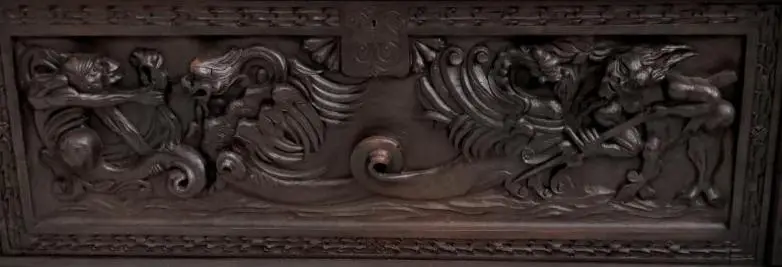 Italian Turn Of The Century Griffin  Walnut Carved Panel 1