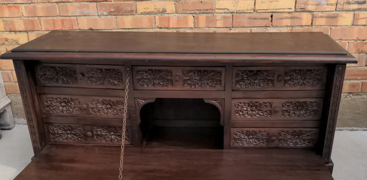 Italian Cabinet With Carved Little Drawers And Carved Sides 1
