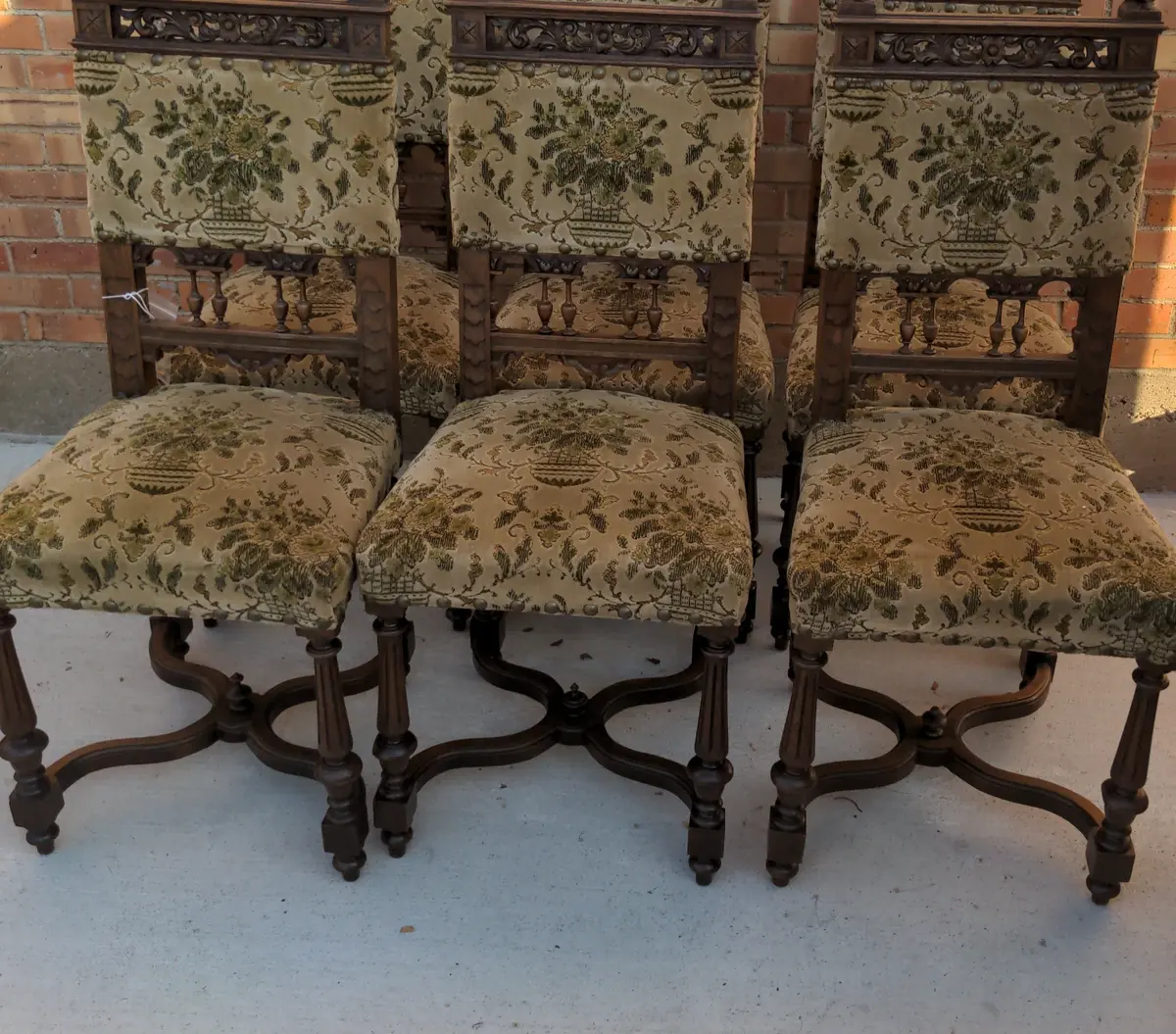 Set Of 4 Green Upholstered Chairs 1
