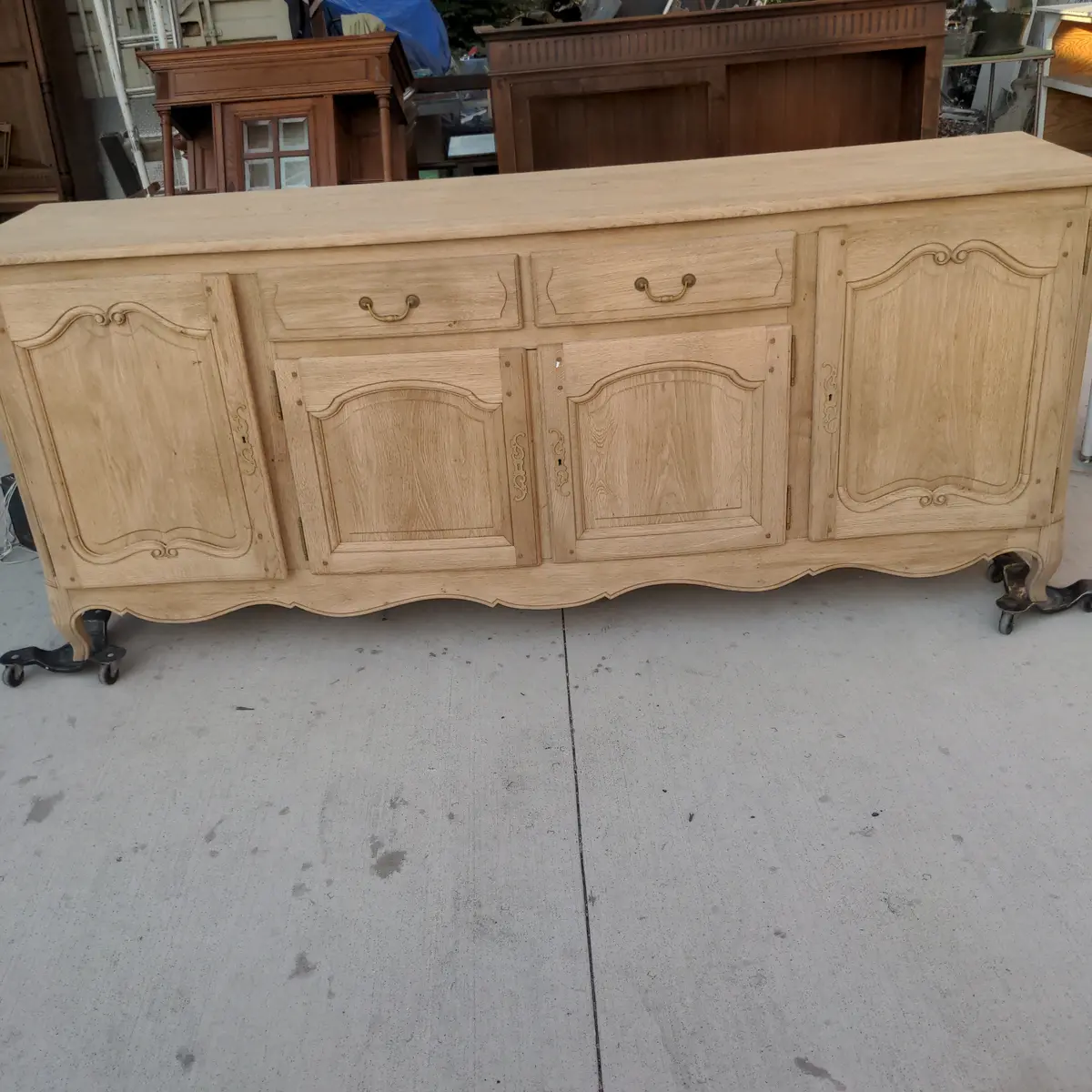 Raw Oak Pegged Country French Sideboard 1