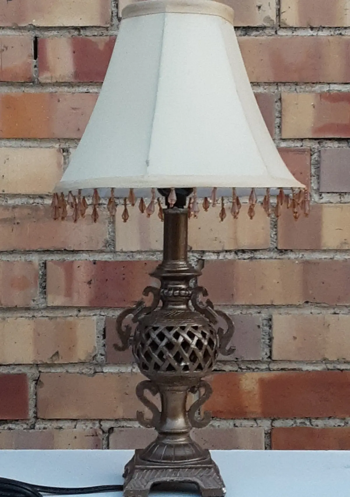 Tiny Gold Painted Lamp With Shade 1