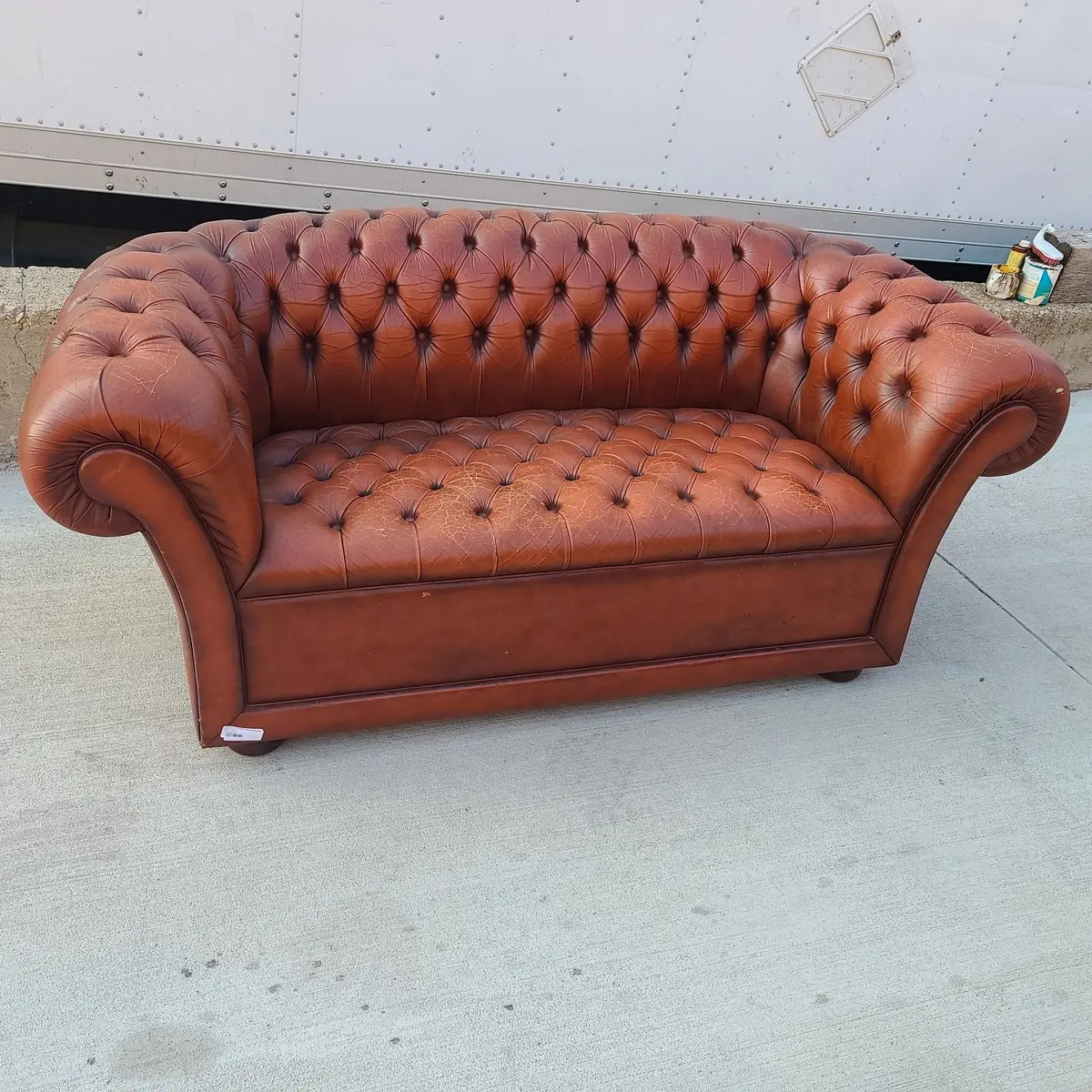 Small Leather Chesterfield Loveseat 1