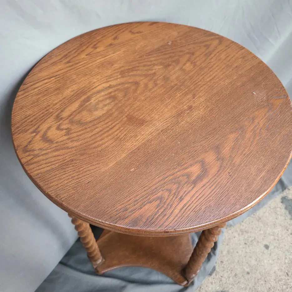 Round Oak Barley Twist Stand Table 1