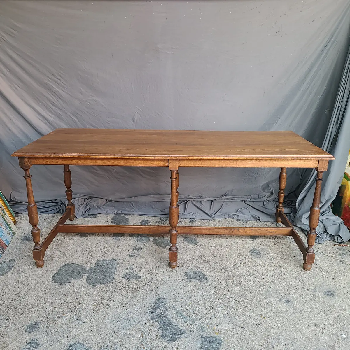6 Legged Oak Library Table 1