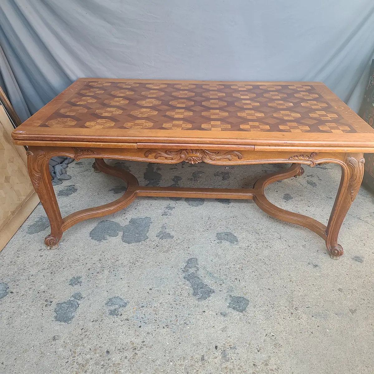 Fine Parquetry Top Dining Table-Salva Freres Paris 1