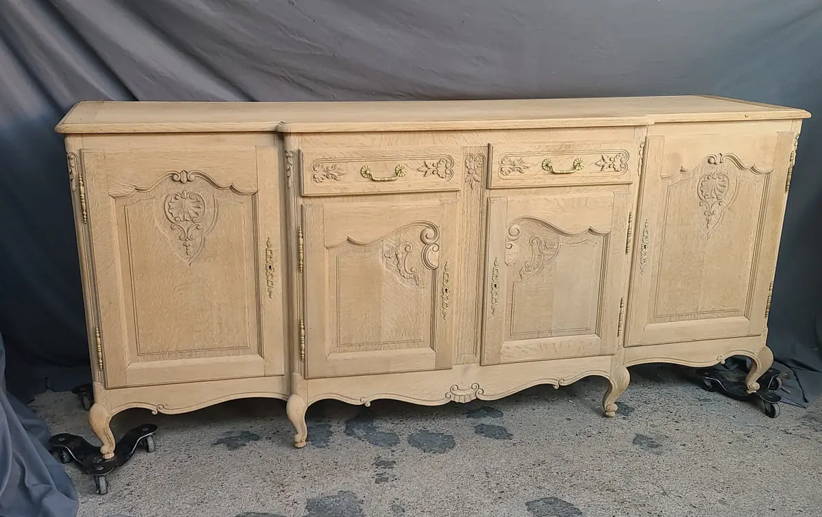Raw Oak Country French Sideboard With Brass Hardware 1