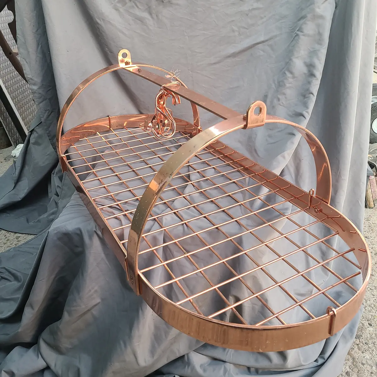 Copper Oval Pot Rack 1
