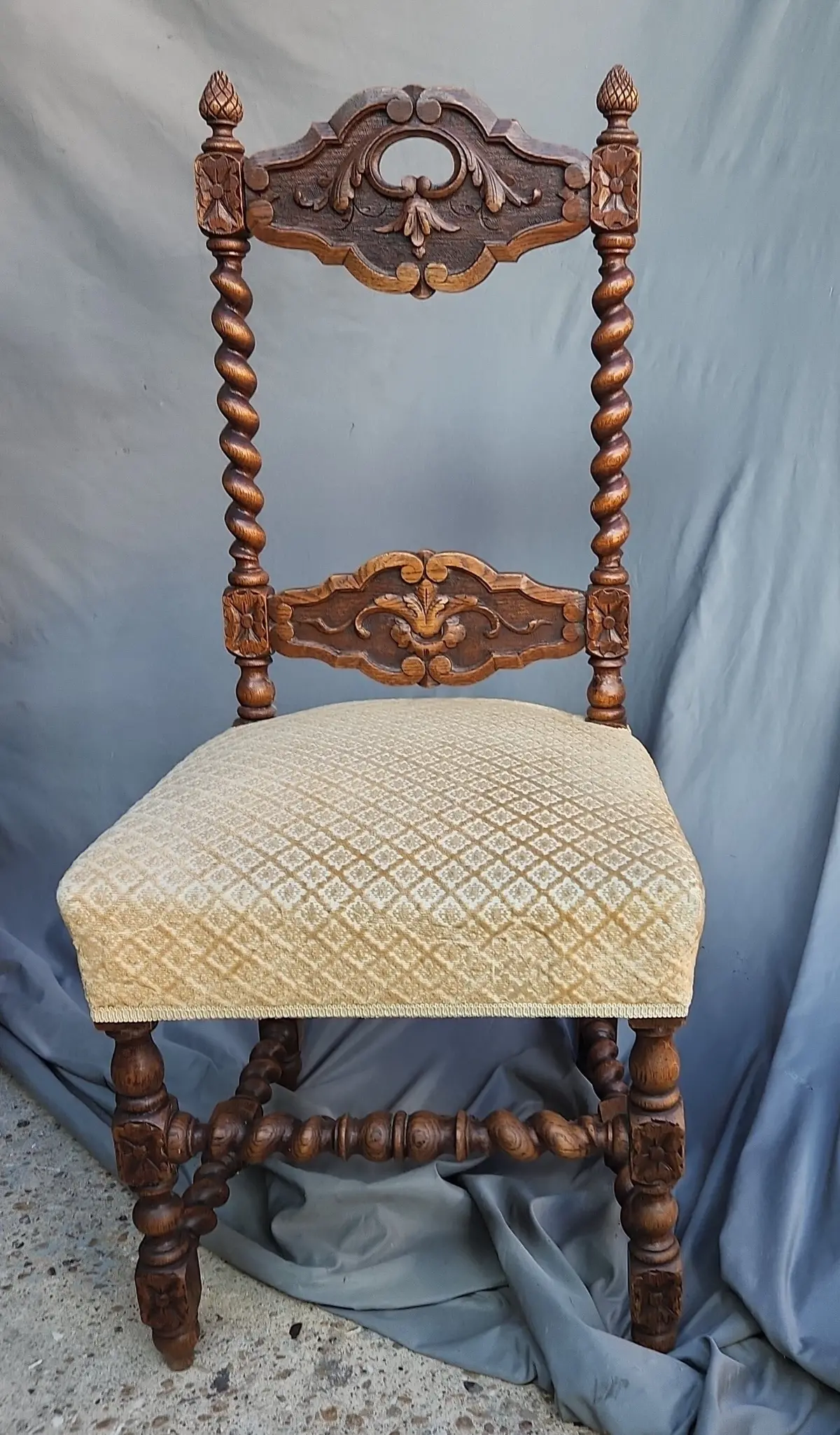 Louis Xiii Style Barley Twist Oak Chair 1