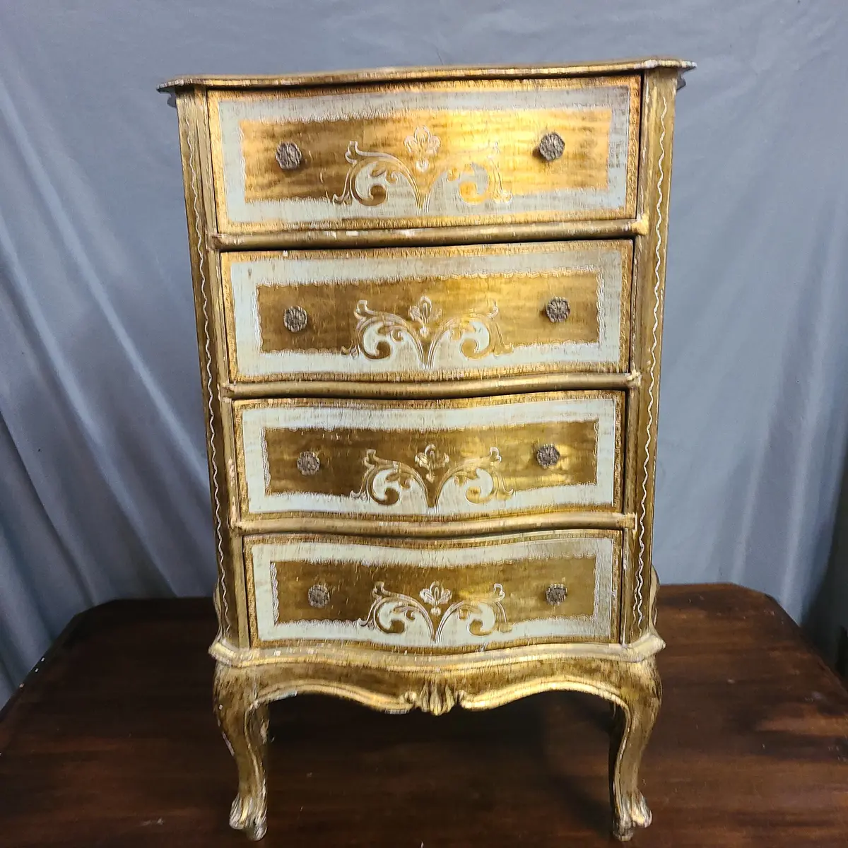 Shallow Tall Florentine Gold Lingere Chest 1