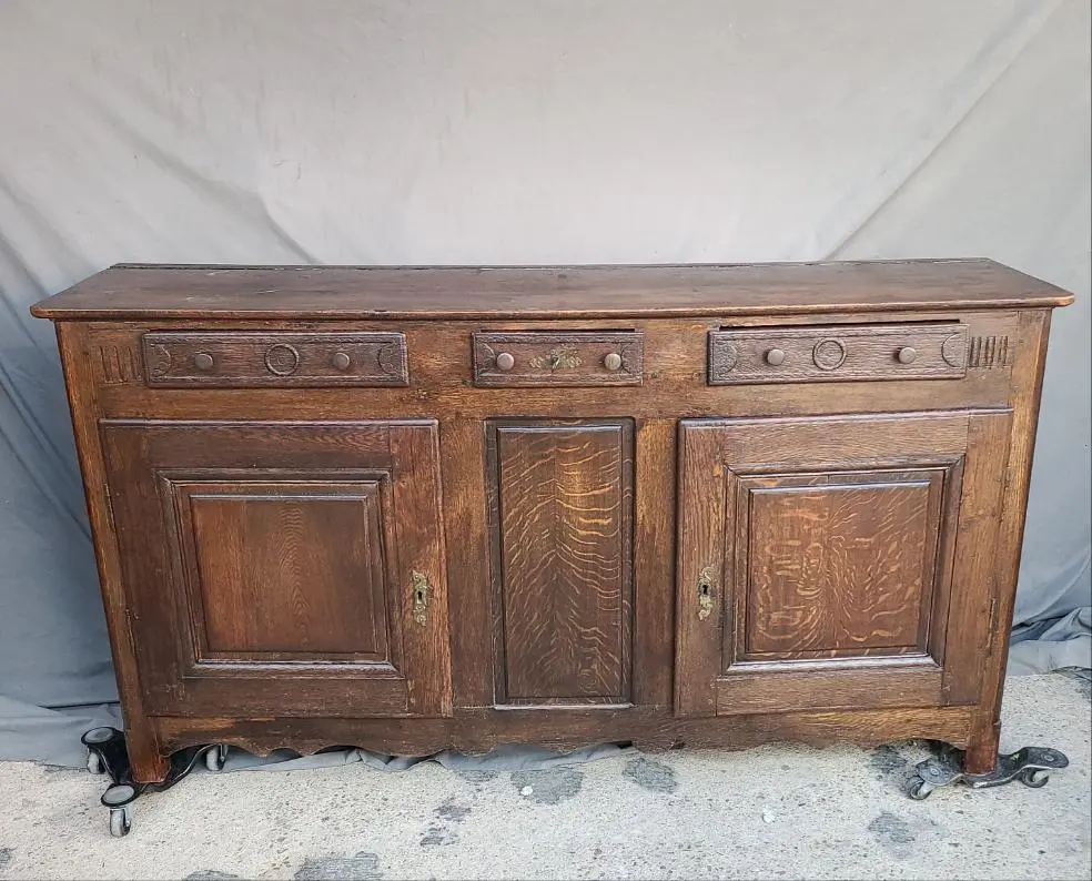 Shallow Dark Oak Early French Sideboard 1
