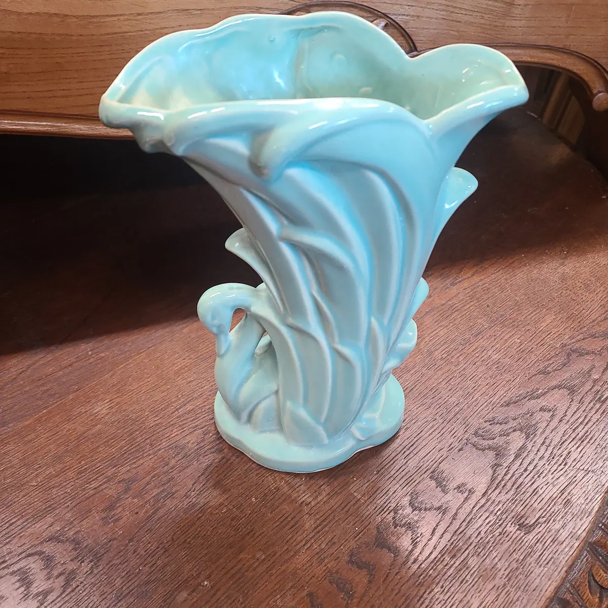 Seafoam Green Swan Mccoy Vase 1
