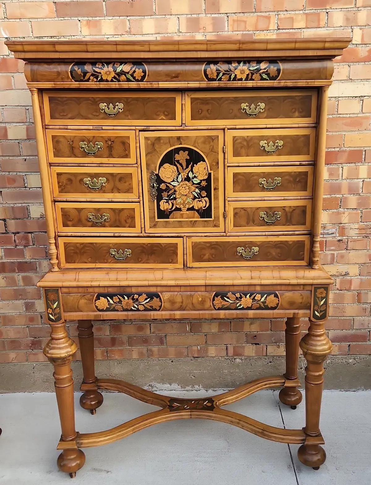 Italian Early Inlaid Chest On Legs With Oyster Burl And Ebony 1