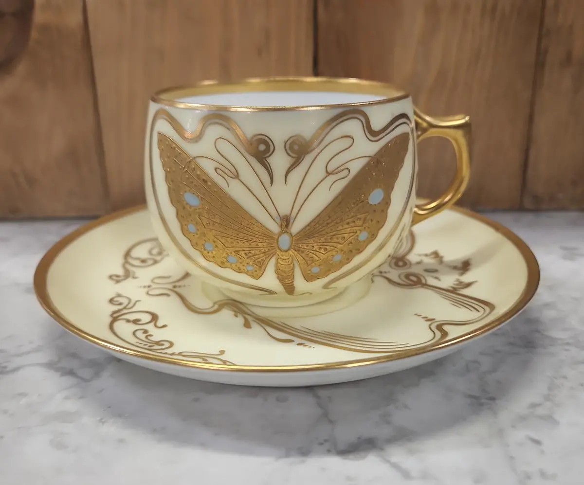 Art Nouveau With Butterfly Cup And Saucer 1