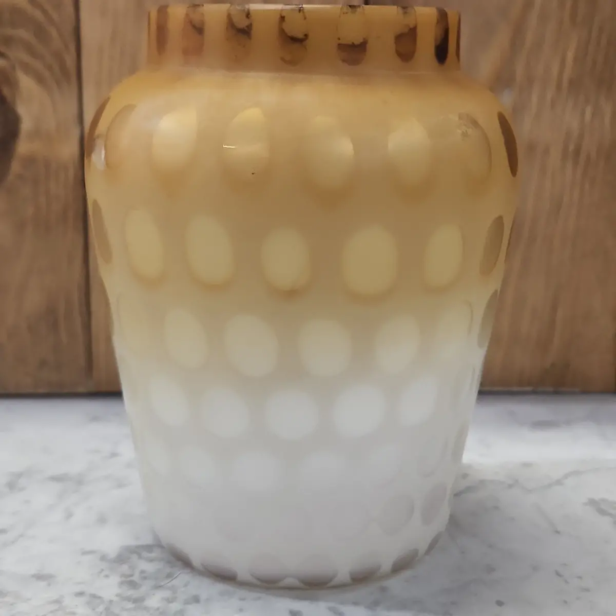 Satin Glass Vase With Gold And White Ovals 1