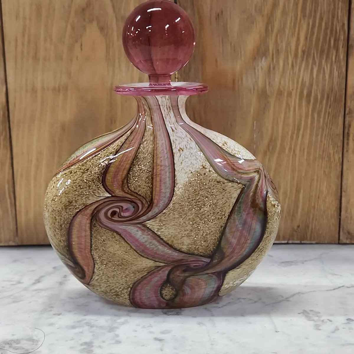 Pink Perfume Art Glass Bottle 1