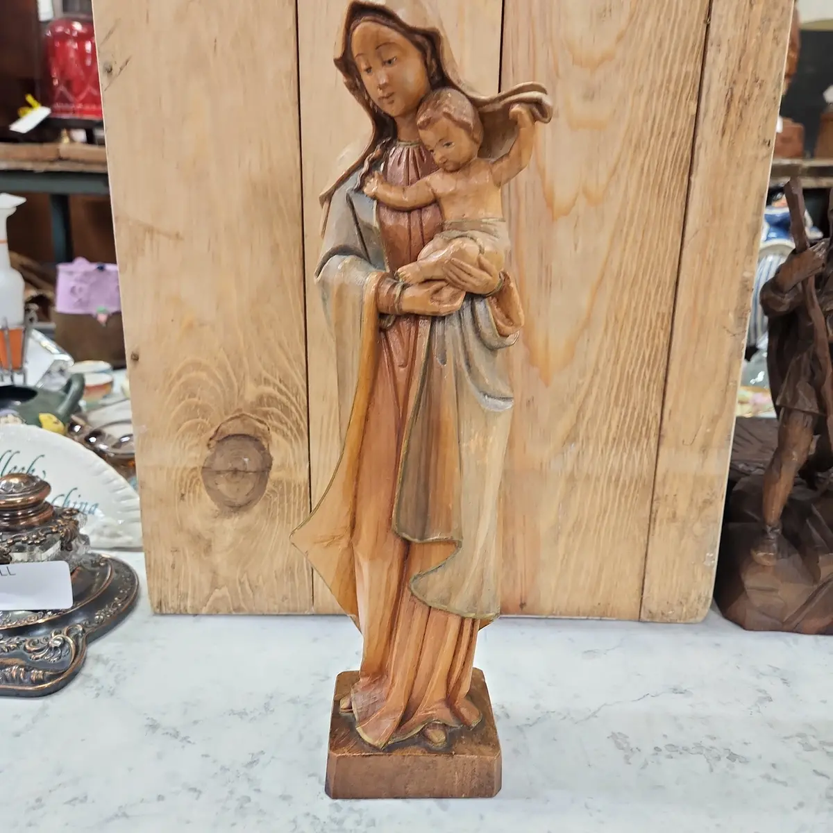 Swiss Wood Carving Of Madonna And Child 1