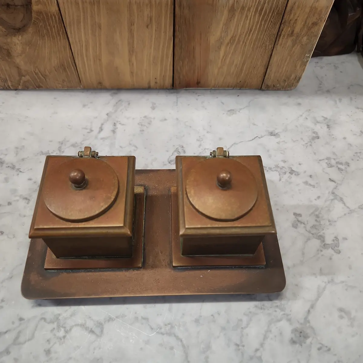 Double Brass Bradley And Hubbard Inkwell 1