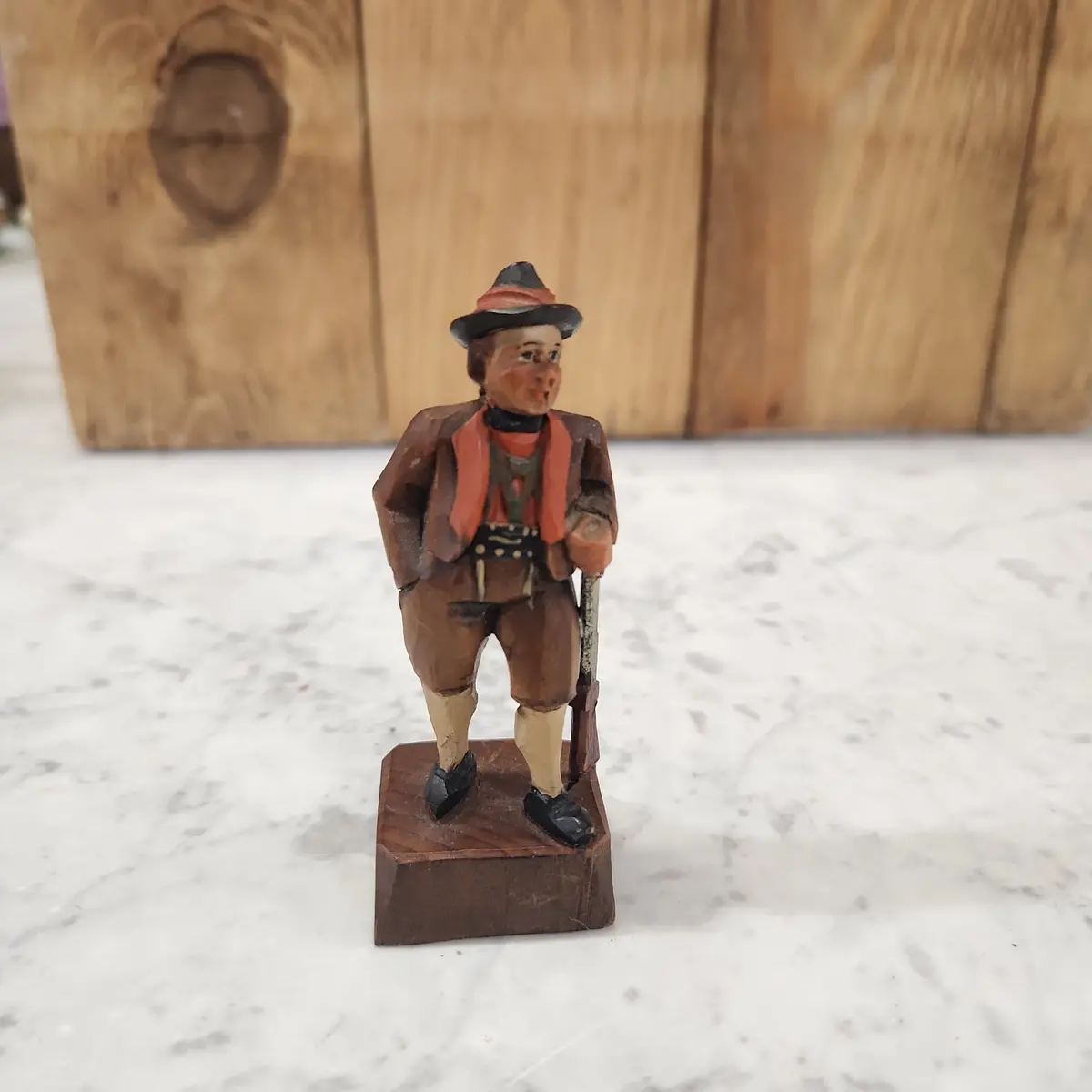 Wood Carving Of Bavarian Hunter 1