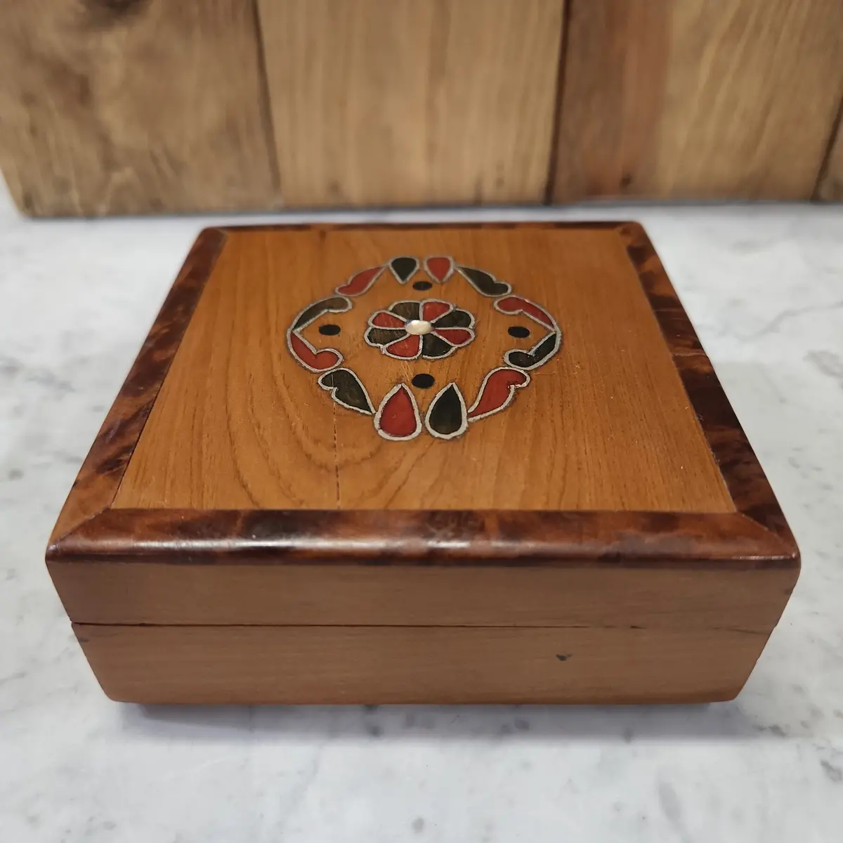 Cedar Box With Silver/Stone Inlay 1