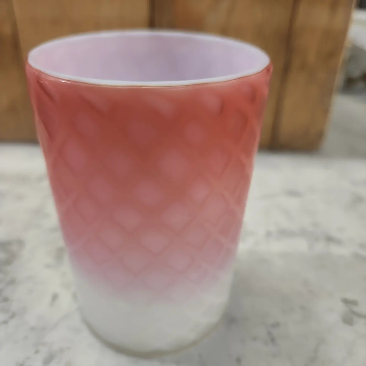 Pink And White Cased Satin Glass Tumbler 1