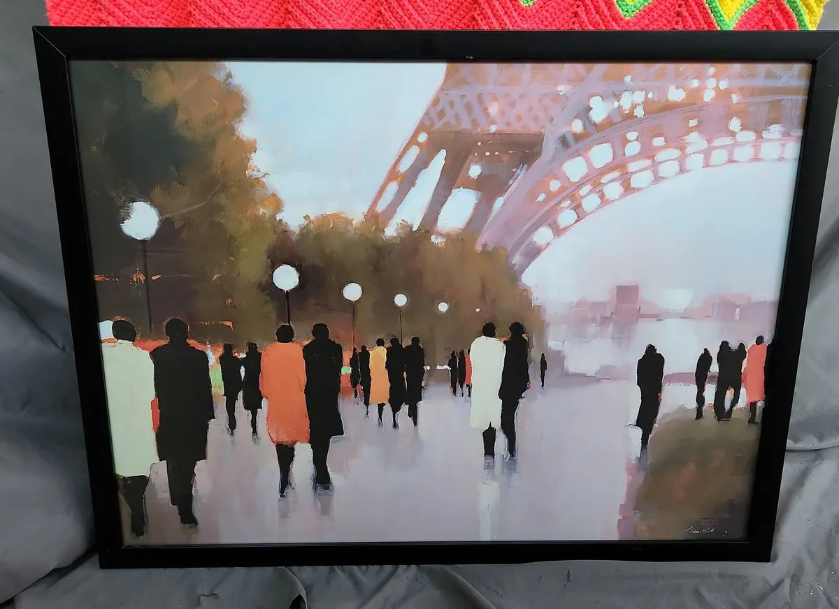 Impressionist Print Of Eiffel Tower Tourists 1
