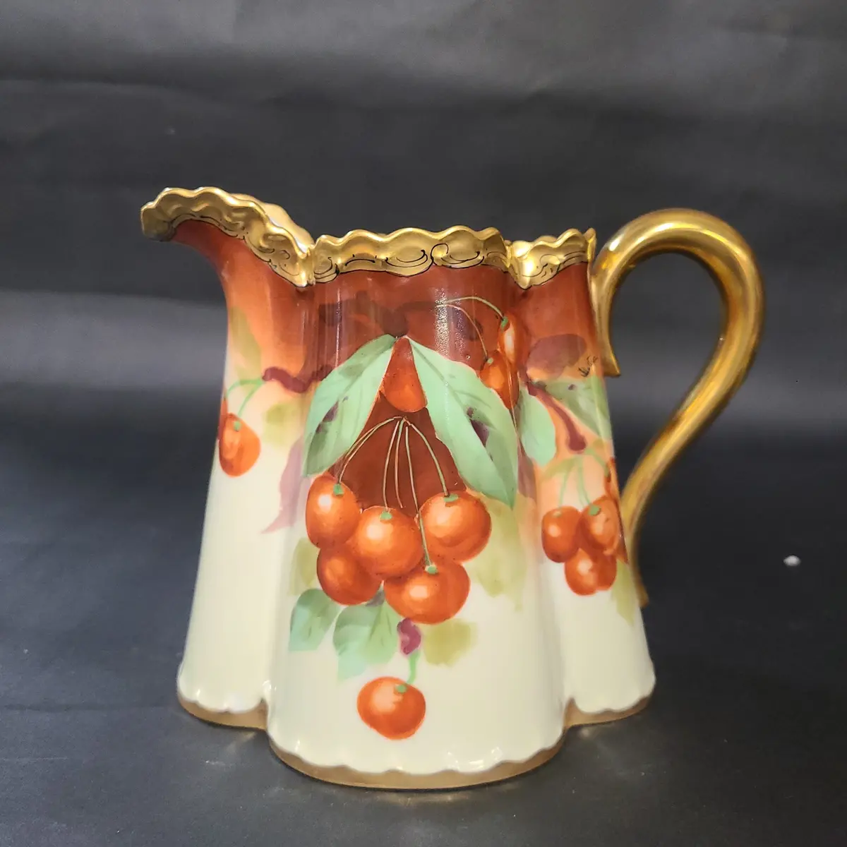 Signed Pickard Hand Painted Berries Small Pitcher 1