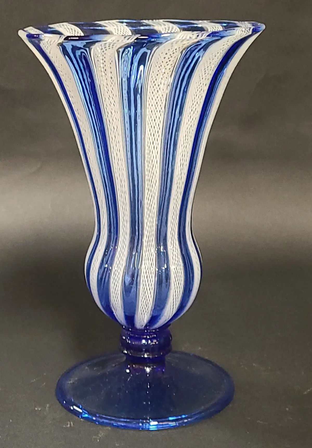 Blue And White Latticino Vase 1