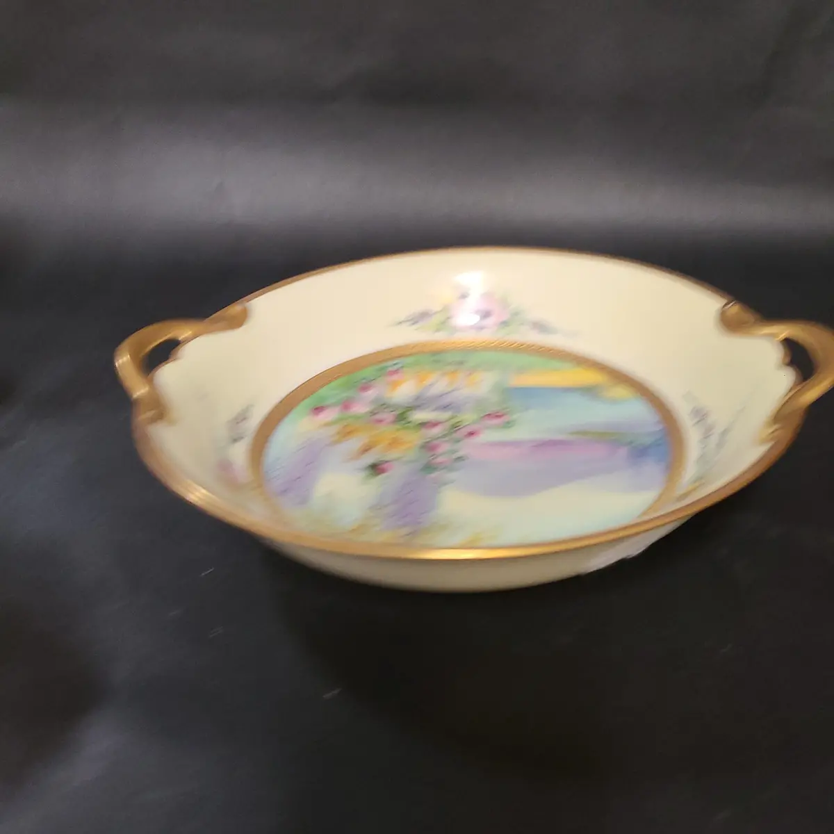 Pickard Hand Painted Signed Landscape With Roses Bowl 1
