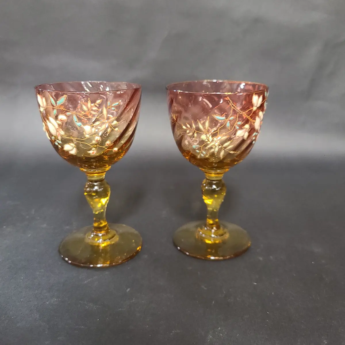 Single Amberina Glass Enameled Cordial 1