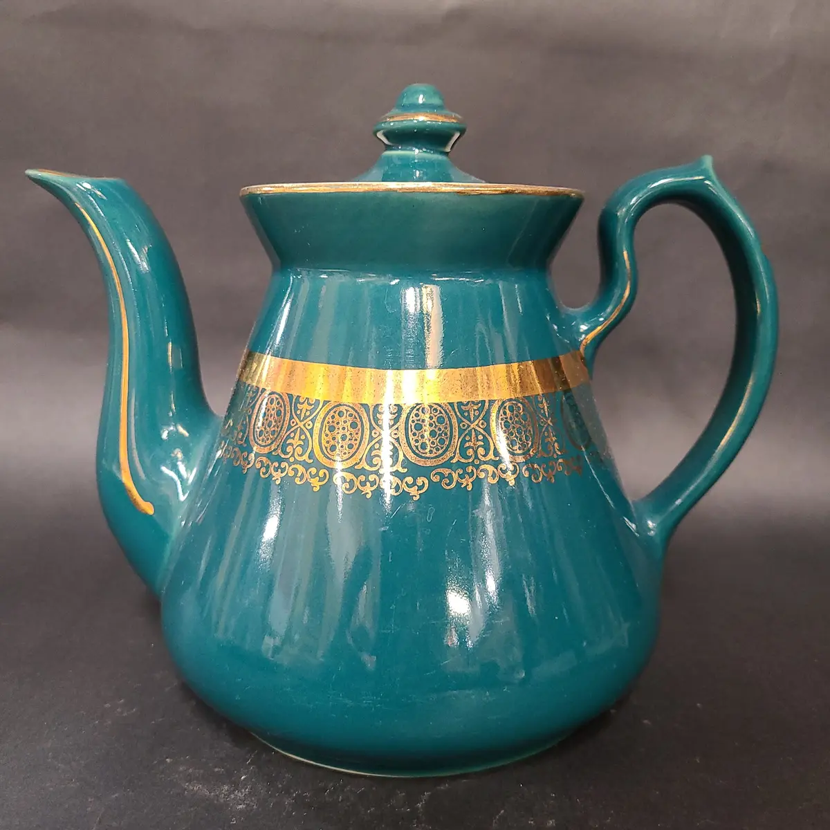 Teal And Gold Hall Tea Pot 1