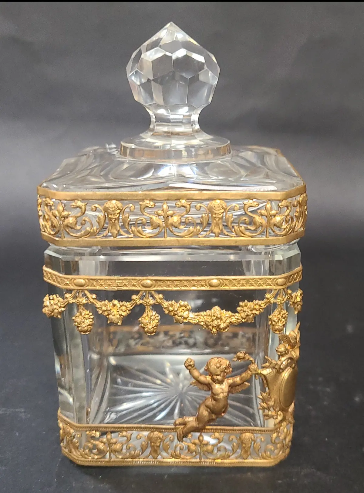 Brass Overlay Crystal Square Box 1