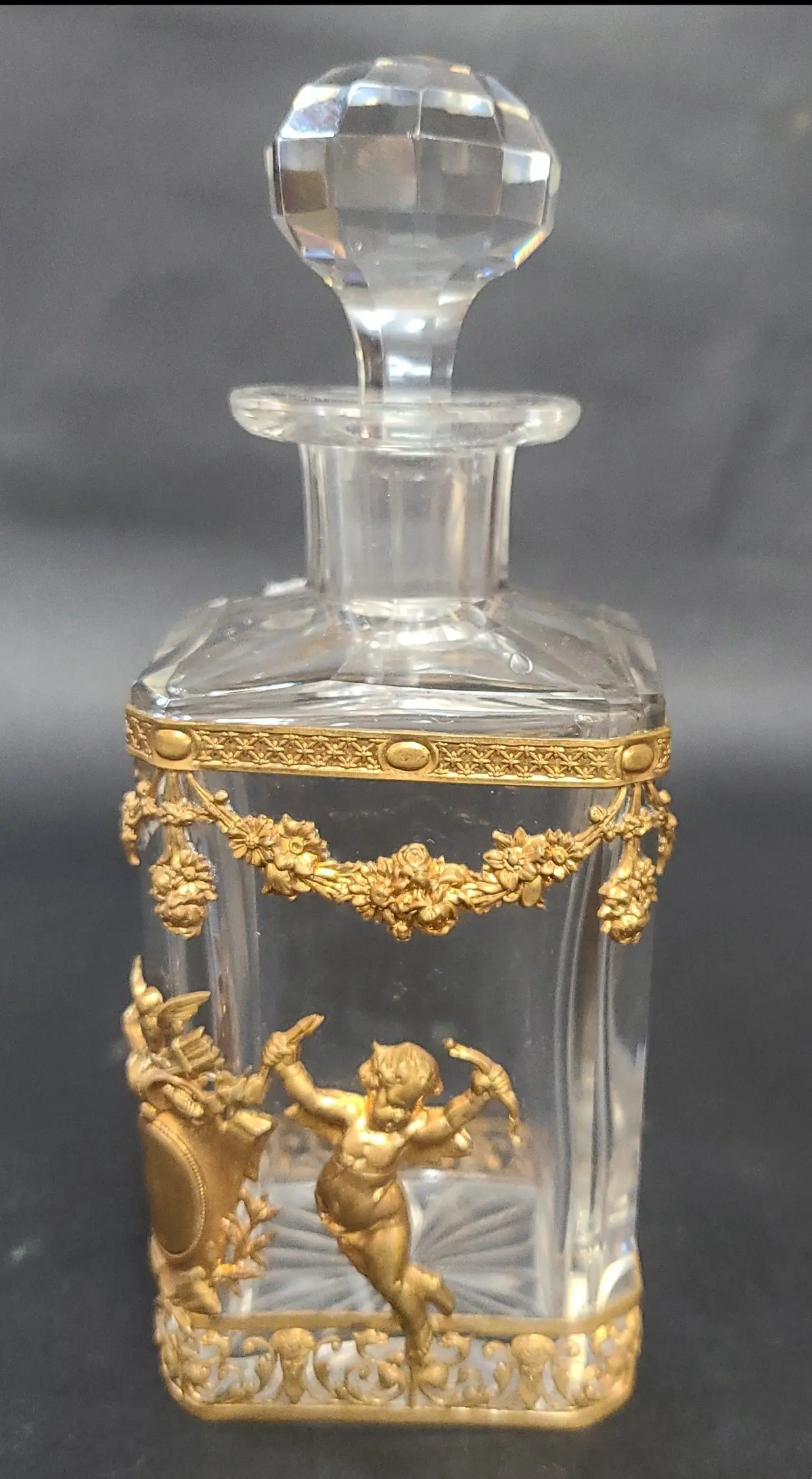 Brass Overlay Crystal Perfume Bottle 1