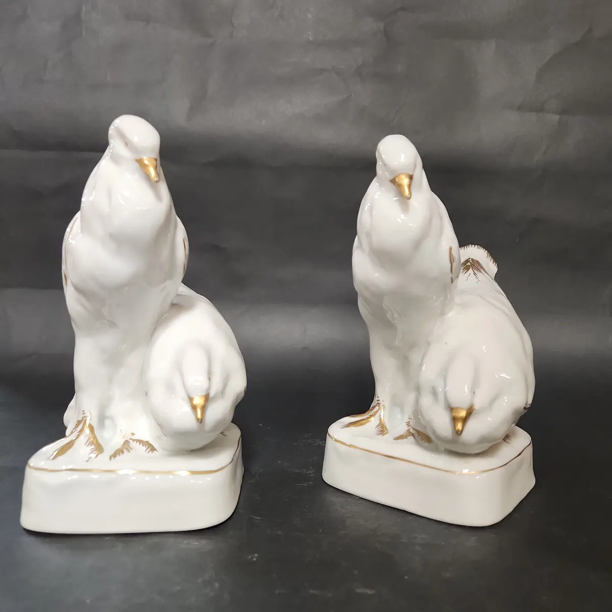 Pair Of Czechoslavokian White And Gold Doves 1