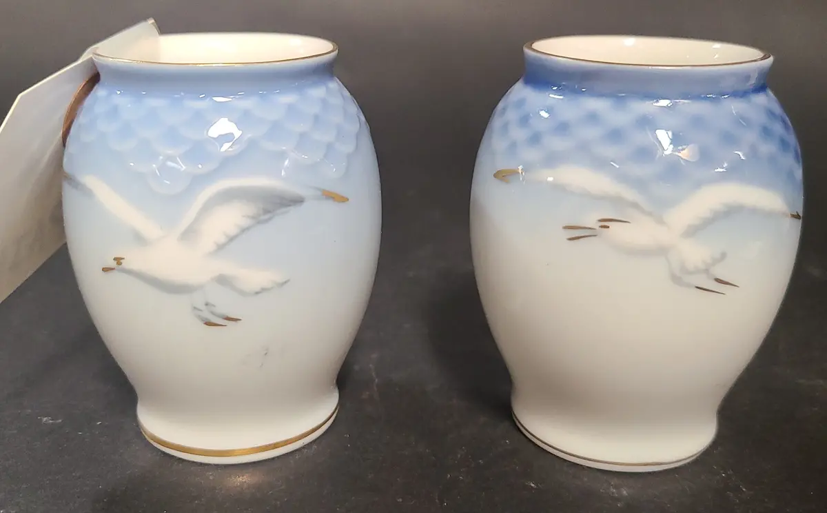 Pair Of Seagull Small Danish Vases 1