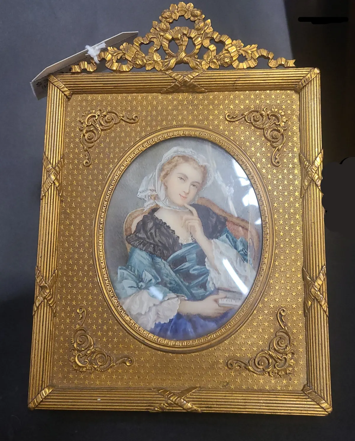 Louis Xvi Brass And Bone Lady Painting - As Found 1