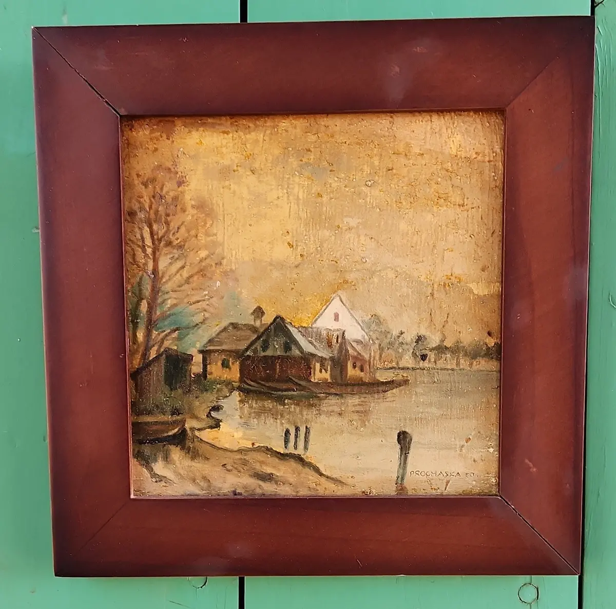 Small Framed Oil Painting Odf A River Scene 1