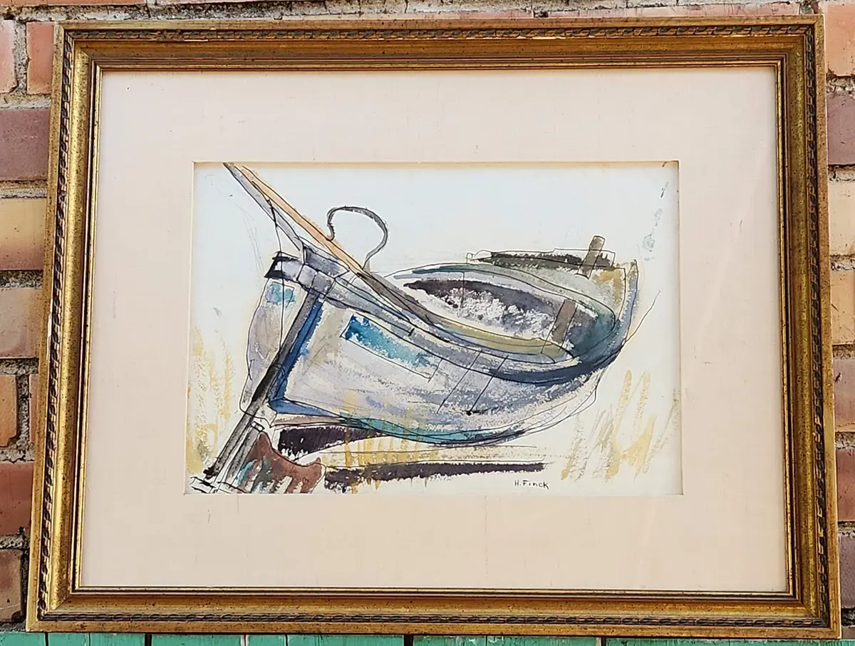 Framed Watercolor Painting Of A Sail Boat 1