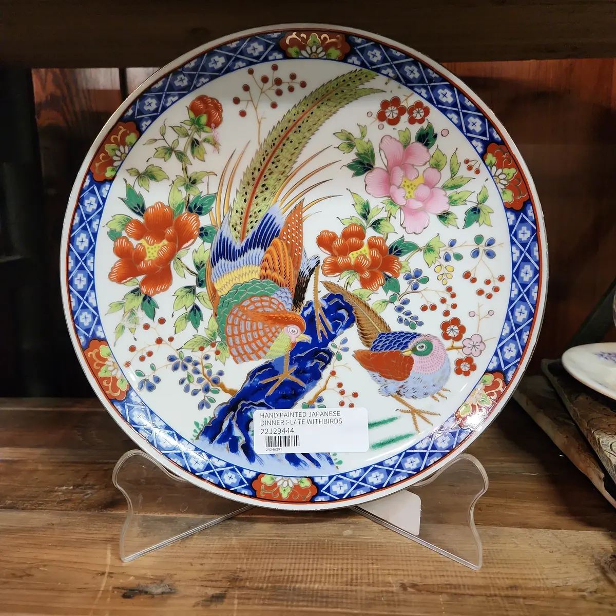 Hand Painted Japanese Dinner Plate With Birds 1
