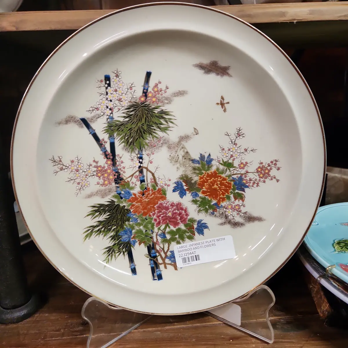 Large Japanese Plate With Bamboo And Flowers 1