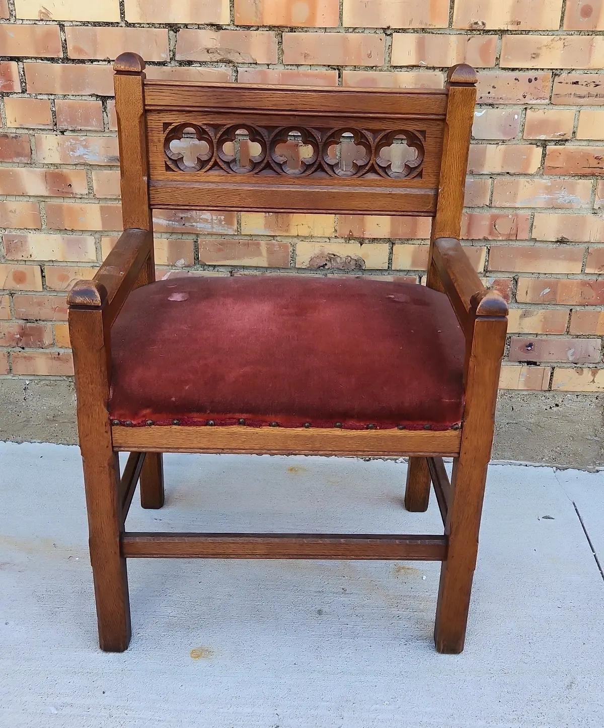 Gothic Oak Low Back Arm Chair 1