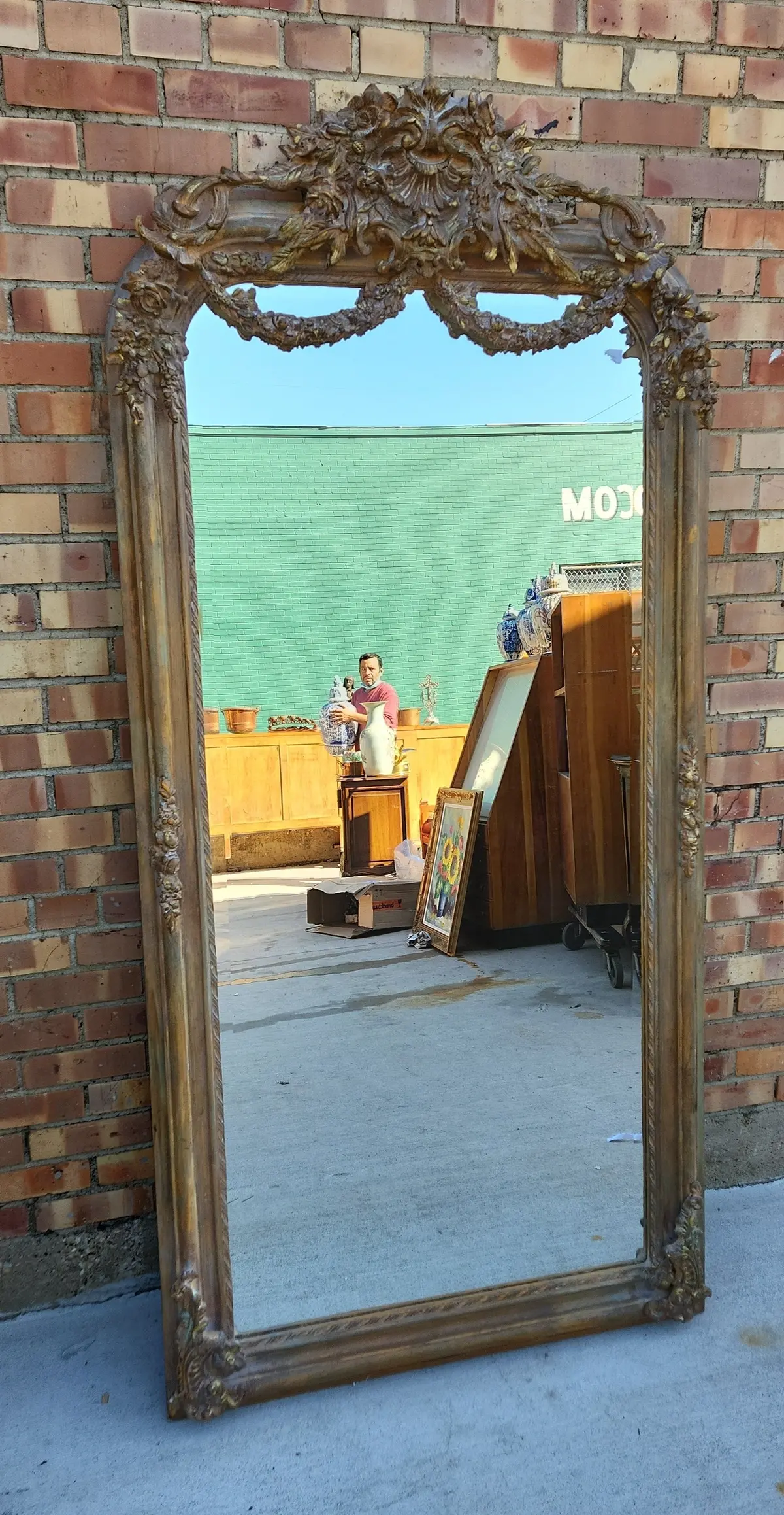 Tall Painted Mirror With Festoons 1
