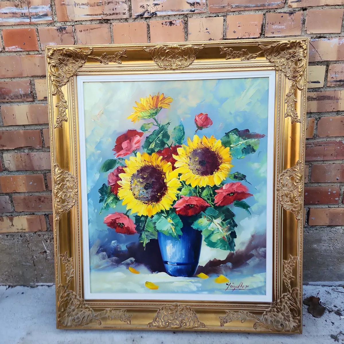Bright Floral Oil Painting On Canvas -Signed 1