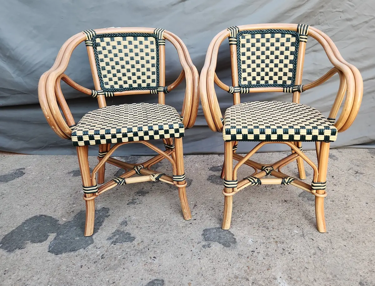 Pair Of Rattan Woven Armchairs 1